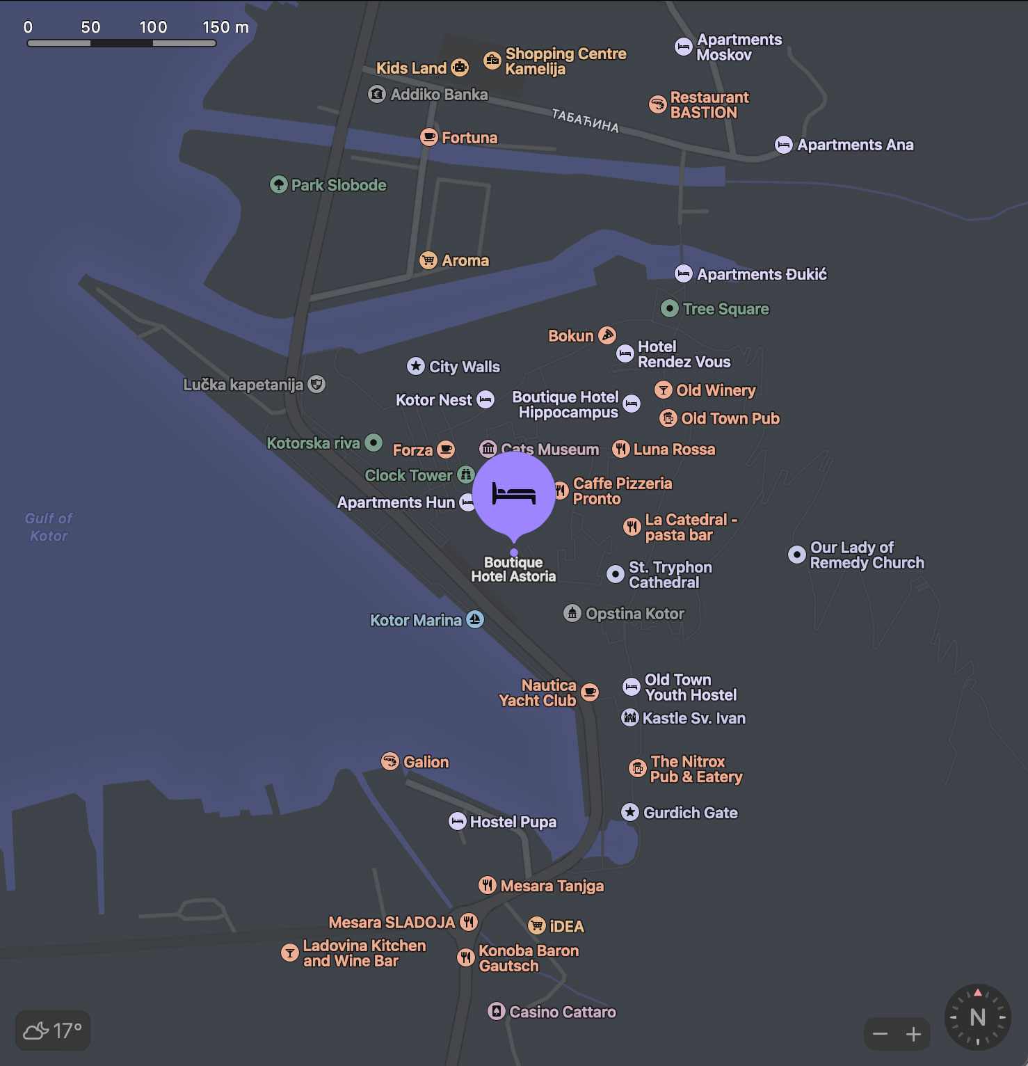 Astoria Kotor Map